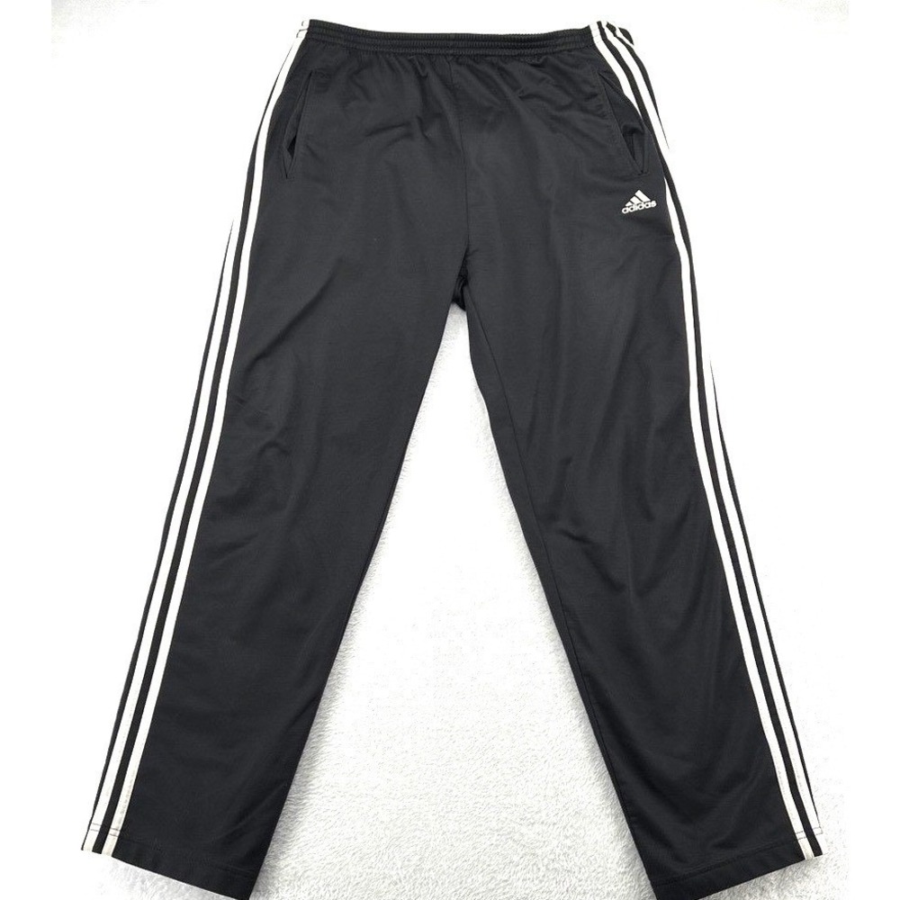 Vintage Y2K Adidas Mens Track Pants XL Black White Snap Button Side Stripe